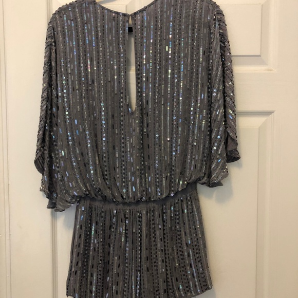 Sequined Romper Low Cut V Neck, SM - Picture 5 of 5